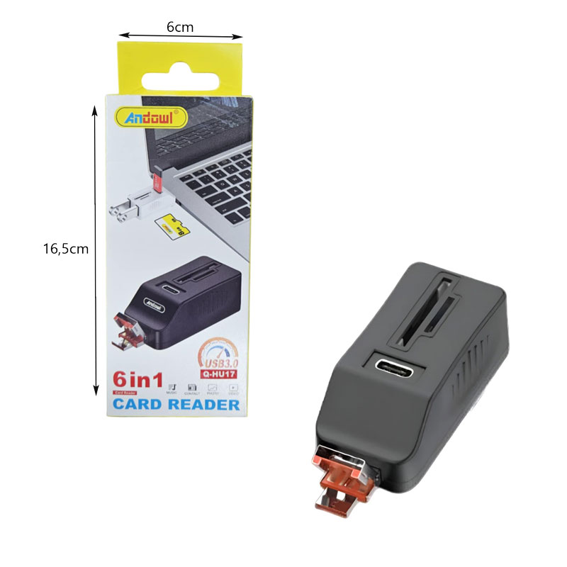 Andowl Αναγνώστης καρτών 6 σε 1 Q-HU17 - Card Reader USB 3.0 716663 - Image 2