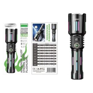 Πολύ ισχυρός φακός από κράμα αλουμινίου με λευκό laser wick Και stretch 200μ.