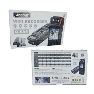 Η κάμερα Andowl Q-SA5 προσφέρει καταγραφή σε ανάλυση 4K και υποστηρίζει σύνδεση μέσω WiFi για εύκολη διαχείριση και μεταφορά αρχείων. Διαθέτει φακό που περιστρέφεται κατά 180°