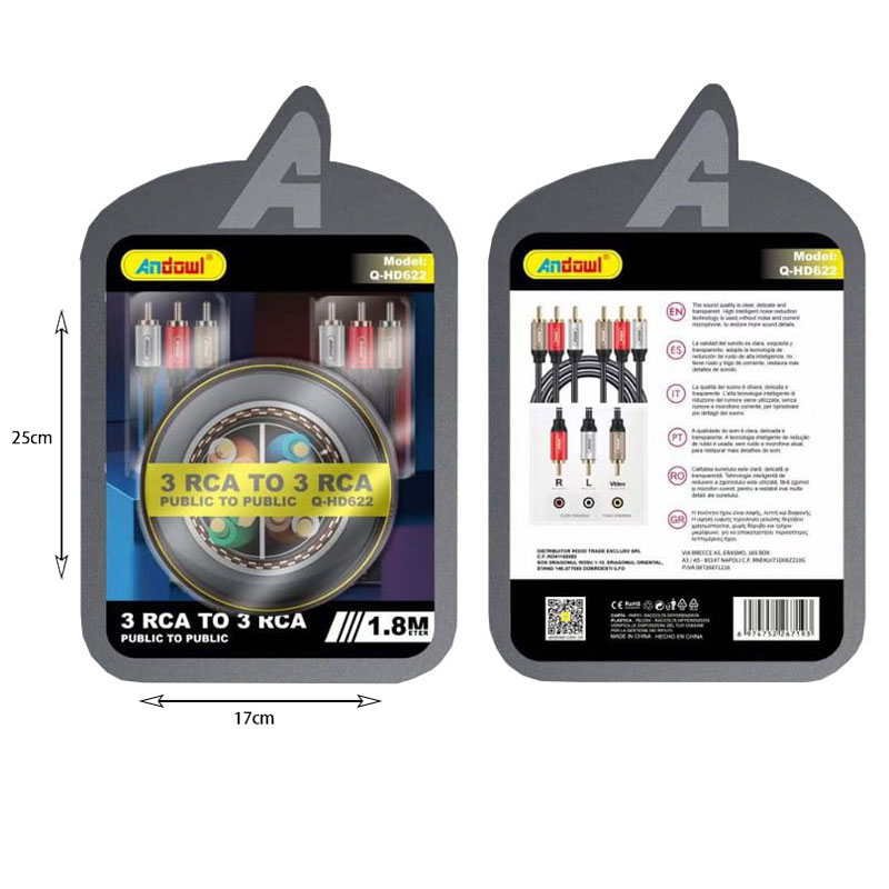 Andowl Καλώδιο 3 RCA σε 3 RCA 2.0M Q-HD622 - Cable public to public Z774172 - Image 2