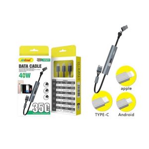 Καλώδιο φόρτισης και μεταφοράς δεδομένων 6 σε 1 με με ενσωματωμένο καλώδιο Micro / iOS / TypeC Andowl Q-SJ11