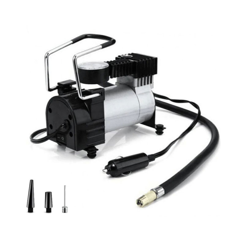 είναι εξοπλισμένο με 4 ανθεκτικά ελαστικά πόδια με αντιολισθητική λειτουργία και διακόπτη on/off. Το προϊόν παρέχεται με τρεις αντάπτορες για βαλβίδες που σας επιτρέπουν να χρησιμοποιείτε τον συμπιεστή για άλλα αντικείμενα όπως μπάλα