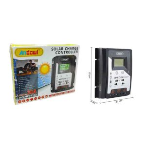 Ρυθμιστής φόρτισης για φωτοβολταϊκά panel με οθόνη LCD. Κατάλληλος για φωτοβολταϊκά συστήματα 12V ή 24V ισχύος 20A. Μεγάλη ευανάγνωστη LCD οθόνη για εύκολη απεικόνιση πληροφοριών όπως: ρεύμα φόρτισης