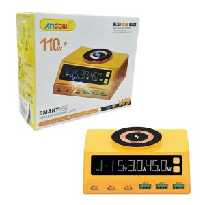 <p data-start="184" data-end="641">Ο σταθμός γρήγορης φόρτισης <strong data-start="240" data-end="253">Andowl W9</strong> είναι η ιδανική λύση για να φορτίζετε ταυτόχρονα πολλές συσκευές με ασφάλεια και ταχύτητα. Με συνολική ισχύ 110W