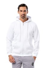 BODYMOVE Ζακέτα UNISEX τρίκλωνη με κουκούλα ΛΕΥΚΗ #B002