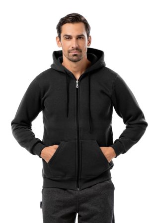 BODYMOVE Ζακέτα UNISEX τρίκλωνη με κουκούλα ΜΑΥΡΗ #B002