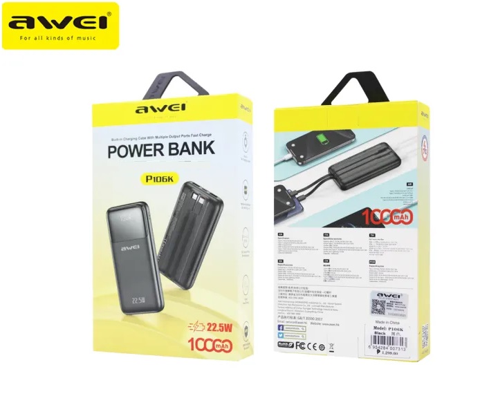 Powerbank - P106K - 10.000mah - 22.5W - AWEI - 005562 - White - Image 2