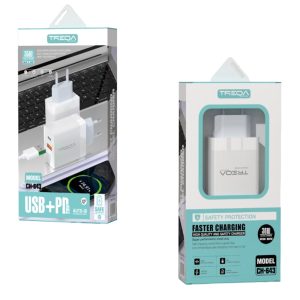 <p class="product_title entry-title">TREQA 20W γρήγορος φορτιστής κινητού Type-C USB+PD CH-643 – Fast charger</p>