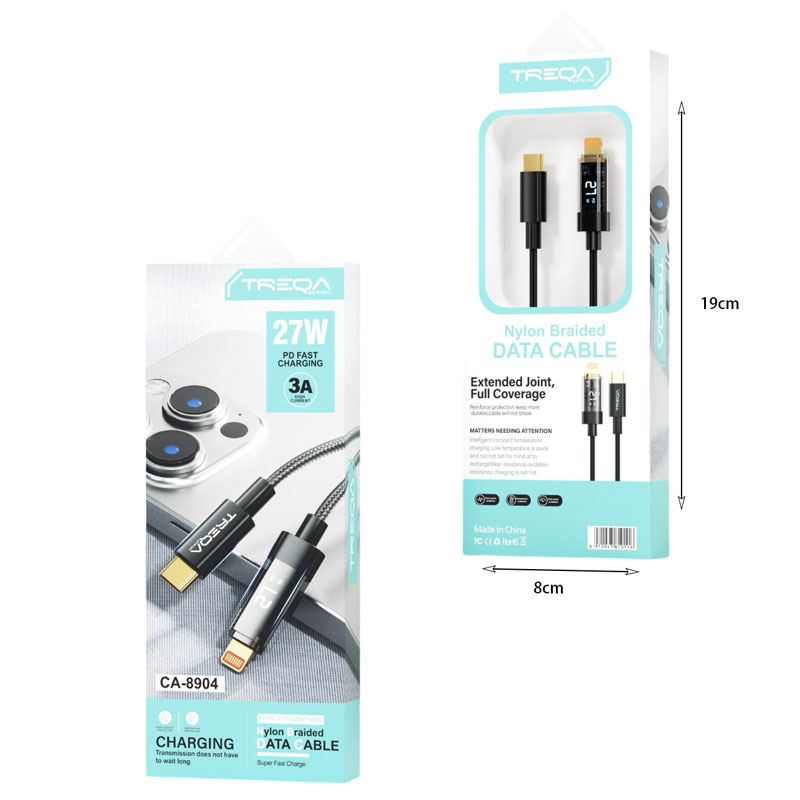 Treqa Kαλώδιο δεδομένων Type-C σε Lightning 3A 27W CA-8904 - Fast Charging Data Cable 017157 - Image 2