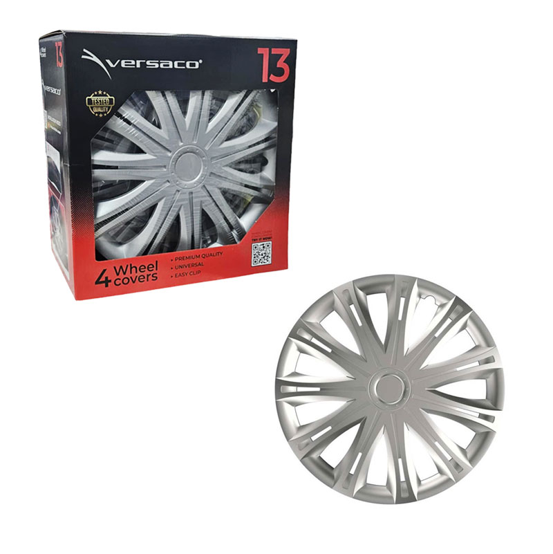 Σετ τάσια αυτοκινήτου της εταιρείας Versaco με διάμετρο 13 ίντσες. Αντικαθιστούν τα εργοστασιακά τάσια και αναβαθμίζουν την συνολική εμφάνιση του αυτοκινήτου. Η επιλογή της διαστάσης θα πρέπει να συμβαδίζει με τις διαστάσεις των ζαντών. Παράλληλα