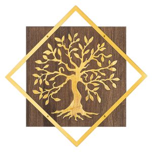 ΔΙΑΚΟΣΜΗΤΙΚΟ ΤΟΙΧΟΥ ΔΕΝΤΡΟ FB94752-ΦΥΛΛΑ ΜΕΤΑΛΛΟΥ ΧΡΥΣΑ-ΞΥΛΟ 54x3(βάθος)x54Υεκ.