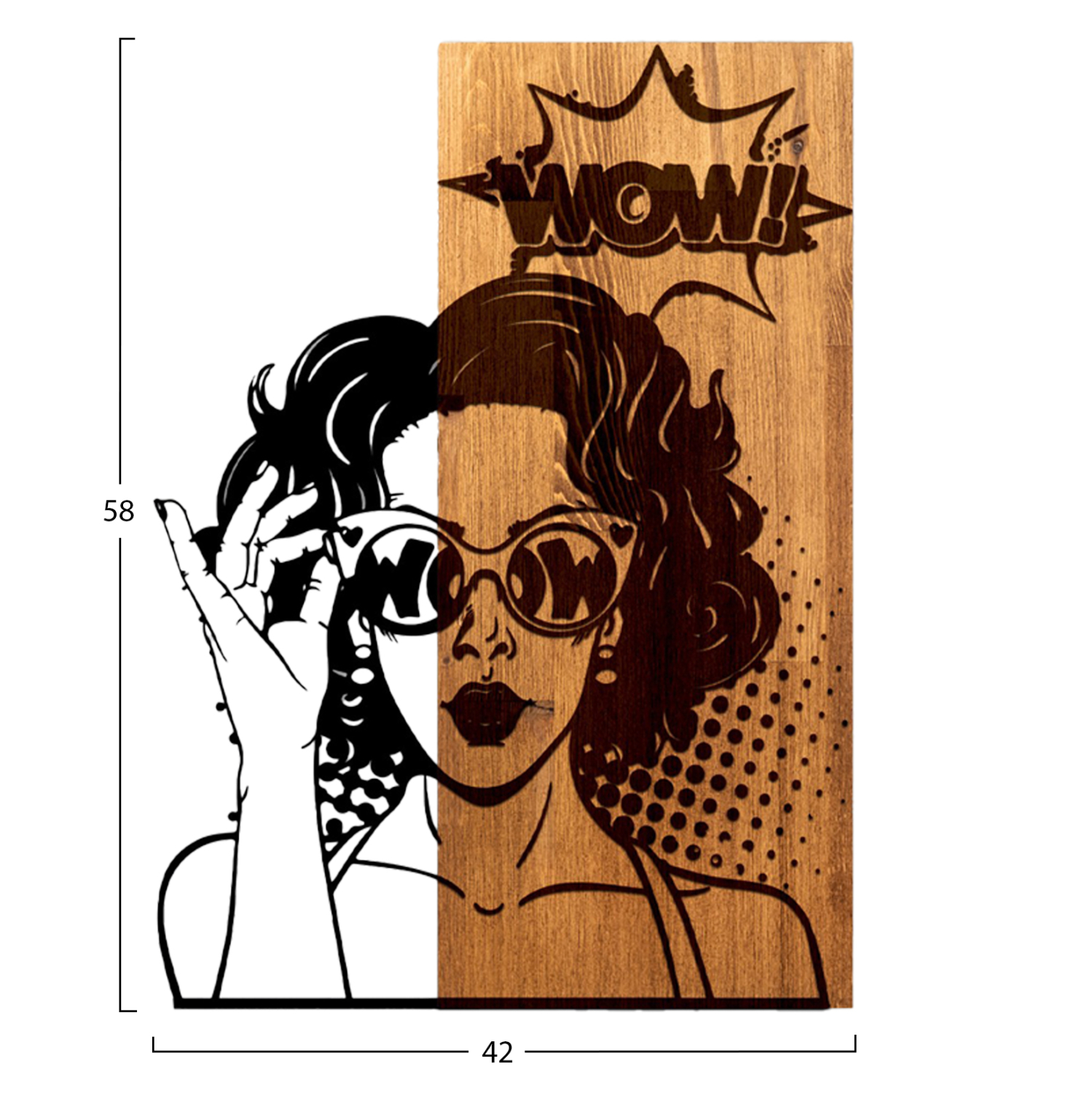 ΔΙΑΚΟΣΜΗΤΙΚΟ ΤΟΙΧΟΥ ΟΨΗ ΓΥΝΑΙΚΑΣ FB94758-ΦΥΛΛΑ ΜΕΤΑΛΛΟΥ ΜΑΥΡΑ-ΞΥΛΟ 42x3(βάθος)x58Υεκ. - Image 3