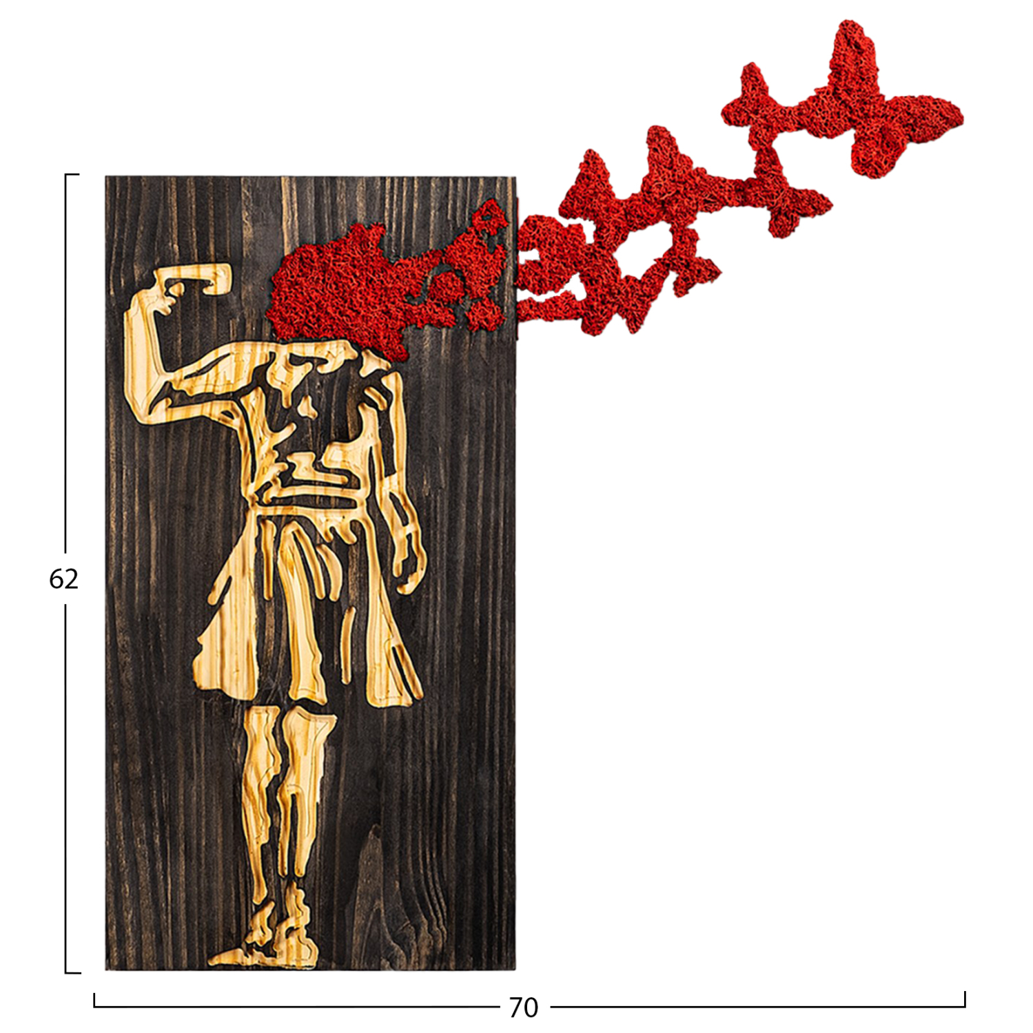 ΔΙΑΚΟΣΜΗΤΙΚΟ ΤΟΙΧΟΥ ΦΙΓΟΥΡΑ ΚΟΡΙΤΣΙΟΥ FB94755-ΦΥΛΛΑ ΜΕΤΑΛΛΟΥ-ΞΥΛΟ 62x3(βάθος)x70Υεκ. - Image 3