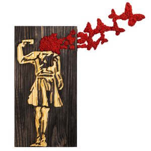 ΔΙΑΚΟΣΜΗΤΙΚΟ ΤΟΙΧΟΥ ΦΙΓΟΥΡΑ ΚΟΡΙΤΣΙΟΥ FB94755-ΦΥΛΛΑ ΜΕΤΑΛΛΟΥ-ΞΥΛΟ 62x3(βάθος)x70Υεκ.