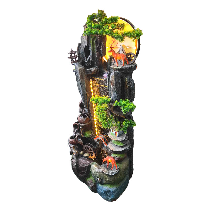 Διακοσμητικό Συντριβάνι Εσωτερικού Χώρου Feng Shui με Φως & Νερό - Resin craft bonsai running water ornament - Image 2