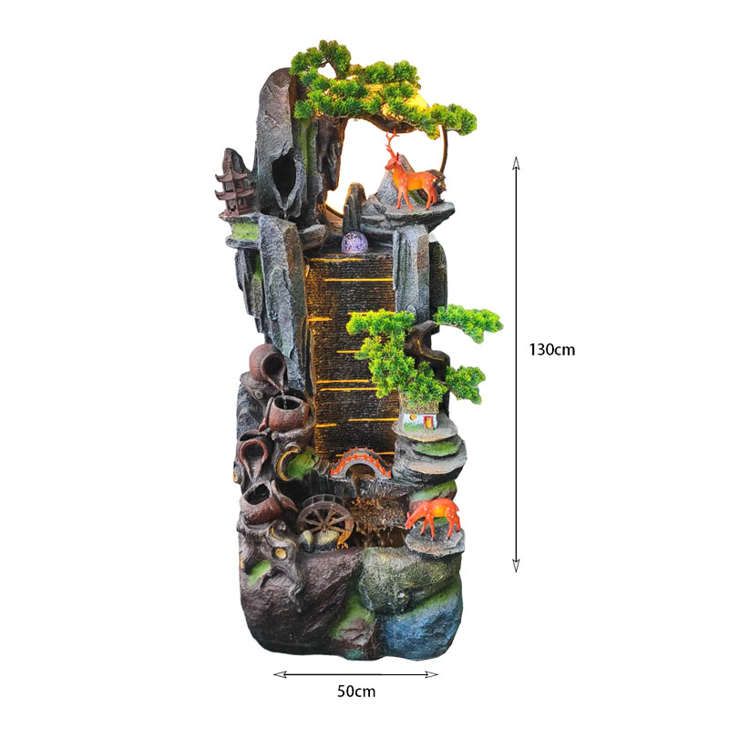 Διακοσμητικό Συντριβάνι Εσωτερικού Χώρου Feng Shui με Φως & Νερό - Resin craft bonsai running water ornament - Image 3