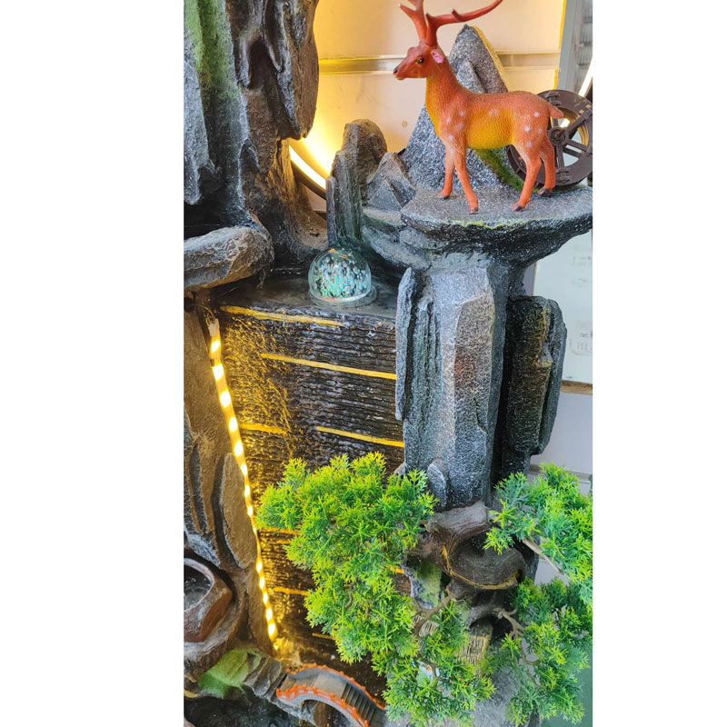 Διακοσμητικό Συντριβάνι Εσωτερικού Χώρου Feng Shui με Φως & Νερό - Resin craft bonsai running water ornament - Image 4