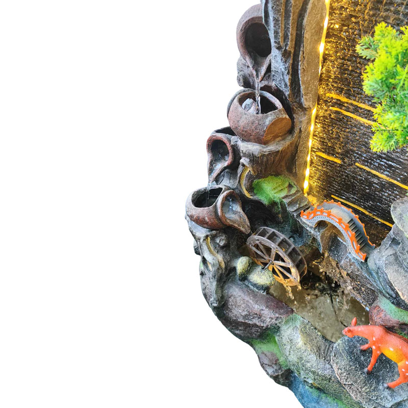 Διακοσμητικό Συντριβάνι Εσωτερικού Χώρου Feng Shui με Φως & Νερό - Resin craft bonsai running water ornament - Image 5