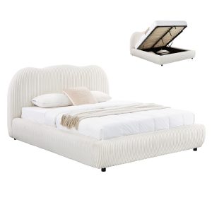 ΚΡΕΒΑΤΙ ΔΙΠΛΟ ΜΕ ΑΠΟΘ.ΧΩΡΟ FB9729.03 ΜΠΕΖ FAUX FUR ΥΦΑΣΜΑ--ΣΤΡΩΜΑ 160x200εκ