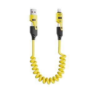 Καλώδιο φόρτισης & data σπιράλ - 4in1 - Fast Charge - X204 - 27-65W - 102048 - Yellow