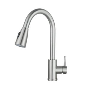 Αναμεικτική μπαταρία για νεροχύτη κουζίνας σε ανοξείδωτο σατινέ ματ φινίρισμα.