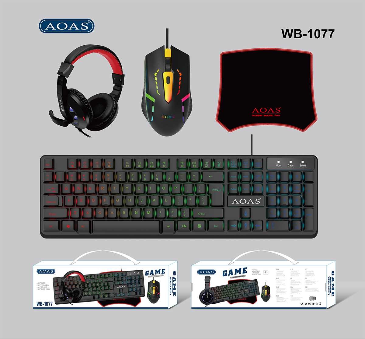 Πλήρες σετ Gaming 4 σε 1 - LED RGB - WB1077 - AOAS - 655181 - Image 2