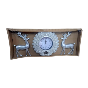 Ρολόι τοίχου με διακοσμητικά ελάφια - 3pcs - 913-5 - 391353 - Silver