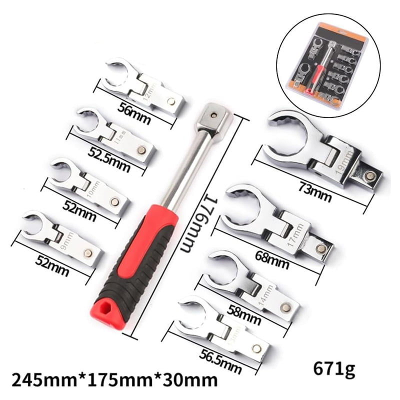 Σετ καστάνια με καρυδάκια 9τμχ με εύρος κίνησης 180° - Flex offset box wrench set 089144 - Image 4