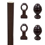 Σετ ξύλινο κουρτινόξυλο σε καφέ σκούρο χρώμα.