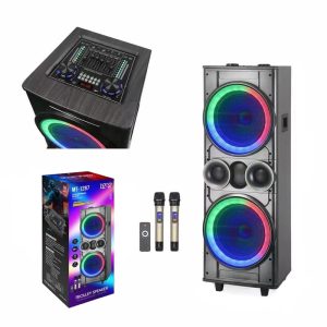 <p class="tw-data-text tw-text-large tw-ta" dir="ltr" data-placeholder="Μετάφραση" aria-label="Μεταφρασμένο κείμενο" data-ved="2ahUKEwjbxJqd-NKGAxVH1wIHHS73AmIQ3ewLegQIBhAU"><span class="Y2IQFc" lang="el">ΧΑΡΑΚΤΗΡΙΣΤΙΚΑ ΠΡΟΪΟΝΤΟΣ: 12"*2 Σύστημα ηχείων υψηλής απόδοσηςΦώτα πάρτι LED που αναβοσβήνουν με αναπαραγωγή μουσικής. Ενσωματωμένο Συμβατό για ασύρματη σύνδεση με τις συσκευές σας Είσοδοι AUX για τις εξωτερικές συσκευές ήχου σας. ΠΡΟΣΔΙΟΡΙΣΜΟΣ: Είσοδοι ήχου: FM/AUX Τροφοδοτικό: AC110V-220V 50/60Hz P.M.P.O.: 30000 W Μέγεθος ηχείου: 12" γούφερ*2 ηχείο τουίτερ Απόκριση συχνότητας: 45Hz-18KHz Ευαισθησία:85dB±2 Αξεσουάρ: 2 X Ενσύρματο μικρόφωνο 1 X Τηλεχειριστήριο Εγχειρίδιο χρήσης 1X 1 X Καλώδιο ήχου 1 X Καλώδιο τροφοδοσίας</span></p>