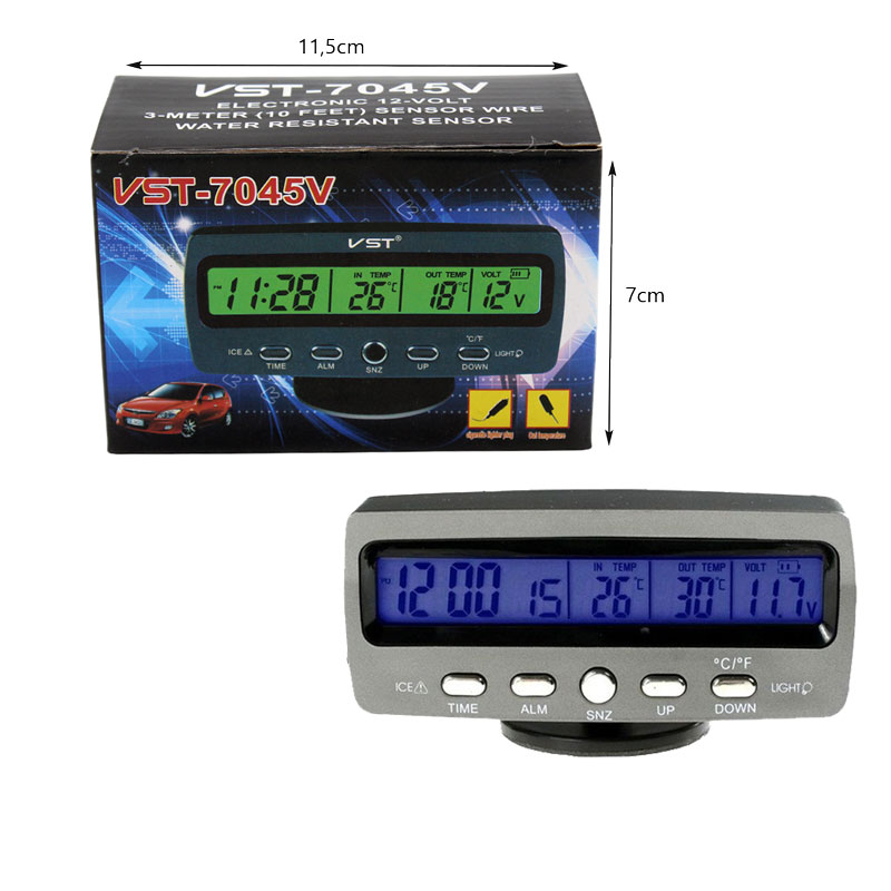 Ψηφιακό Βολτόμετρο / Θερμόμετρο / Ρολόι Αυτοκινήτου VST-7045V - Clock / Voltage Meter/ Thermometer 081205 - Image 3