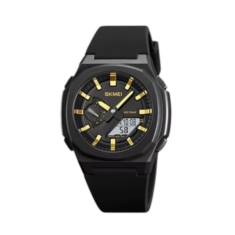Ψηφιακό/αναλογικό ρολόι χειρός – Skmei - 2091 - Gold/White screen