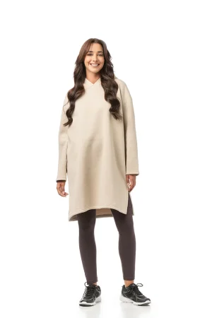 BODYMOVE Μπλουζοφόρεμα τρίκλωνο με κουκούλα και τσέπες #1466 ΜΠΕΖ