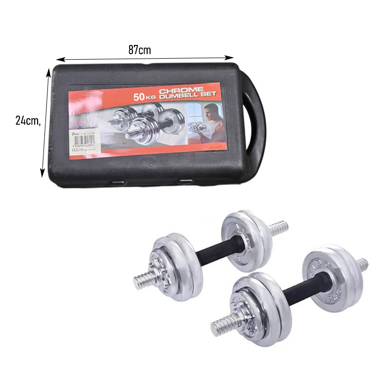 York Fitness Αλτήρες Σετ 50kg σε Βαλιτσάκι - Chrome Dumbell Set 50kg 0173011 - Image 2