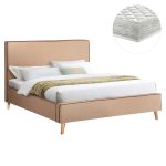 ΚΡΕΒΑΤΙ ΜΕ ΣΤΡΩΜΑ FB921280.02 ΜΠΕΖ ΥΦΑΣΜΑ--ΓΙΑ 160x200εκ