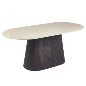 ΤΡΑΠΕΖΙ ΟΒΑΛ FB918320 ΚΕΡΑΜΙΚΟ TOP ΟΨΗ ΤΡΑΒΕΡΤΙΝΑΣ-MDF ΒΑΣΗ 188x98x78Υεκ