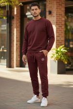 Ανδρικό σετ φόρμας παντελόνι με μπλούζα bodymove βαμβακερό 1260-1261 Μπορντό