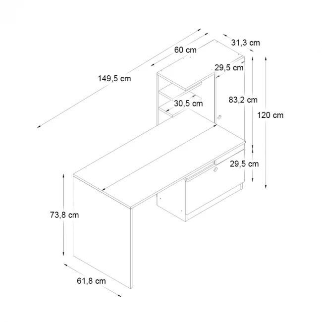 Γραφείο εργασίας Merino Megapap χρώμα καρυδί 149,5x61,8x120εκ. - Image 7