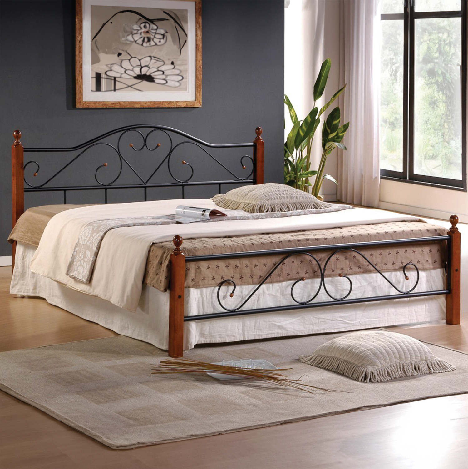 ΚΡΕΒΑΤΙ ΔΙΠΛΟ & ΣΤΡΩΜΑ FB921327 ΜΕΤΑΛΛΟ & ΞΥΛΟ ΣΕ DIRTY OAK--ΣΤΡΩΜΑ 150x200εκ - Image 2