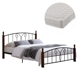 ΚΡΕΒΑΤΙ ΔΙΠΛΟ & ΣΤΡΩΜΑ FB921332 ΜΕΤΑΛΛΟ & ΞΥΛΟ ΣΕ ΚΑΡΥΔΙ--ΣΤΡΩΜΑ 150x200εκ