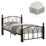 ΚΡΕΒΑΤΙ ΗΜΙΔΙΠΛΟ & ΣΤΡΩΜΑ FB921333 ΜΕΤΑΛΛΟ & ΞΥΛΟ ΣΕ ΚΑΡΥΔΙ--ΣΤΡΩΜΑ 110x190εκ