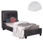 ΚΡΕΒΑΤΙ ΜΕ ΣΤΡΩΜΑ FB921282.01 ΓΚΡΙ ΒΕΛΟΥΔΟ--ΓΙΑ 90x200εκ