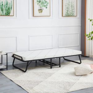 ΚΡΕΒΑΤΙ-ΡΑΝΤΖΟ ΜΕ ΣΤΡΩΜΑ FB9691.01 ΜΕΤΑΛΛΙΚΟ ΜΑΥΡΟ ΜΑΤ 190x76x30Υεκ.