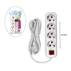 Πολύμπριζο 4 Θέσεων με καλώδιο 3m και διακόπτη Ruri.BW - 4 power socket extension 141537