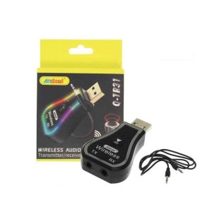Ασύρματο Bluetooth audio Transmitter και Receiver USB μαύρο με RGB LED φωτισμό Q-TR31 Andowl αυτός ο φορητός