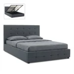 Κρεβάτι Iro Megapap υφασμάτινο με αποθηκευτικό χώρο χρώμα ανθρακί 160x200εκ.