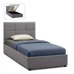 Κρεβάτι Kingston Megapap βελούδινο με αποθηκευτικό χώρο χρώμα γκρι 120x200εκ.