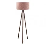 Φωτιστικό δαπέδου Rosling Megapap Mdf/ύφασμα Pvc χρώμα καρυδί - dusty rose 38x38x140εκ.