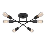 Φωτιστικό οροφής Helga Megapap E27 μεταλλικό εξάφωτο χρώμα μαύρο 50x12x20εκ.