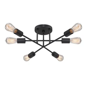 Φωτιστικό οροφής Helga Megapap E27 μεταλλικό εξάφωτο χρώμα μαύρο 50x12x20εκ.